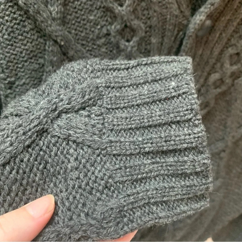 NWOT Aran Crafts Men’s Shawl Charcoal Cardigan 100% Merino Wool L - Picture 7 of 12